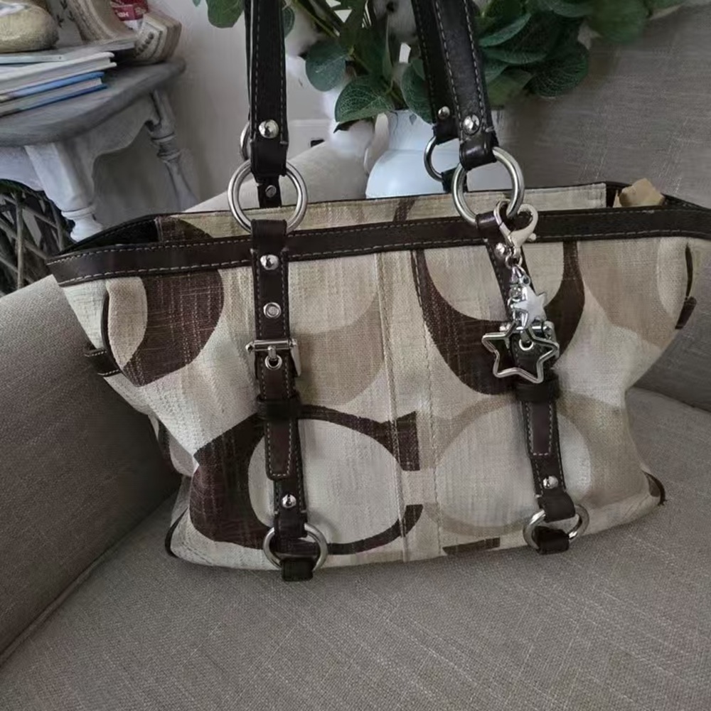 CoachCoach Vintage Y2K Carly Tonal Signature Tote Shoulder Bag.